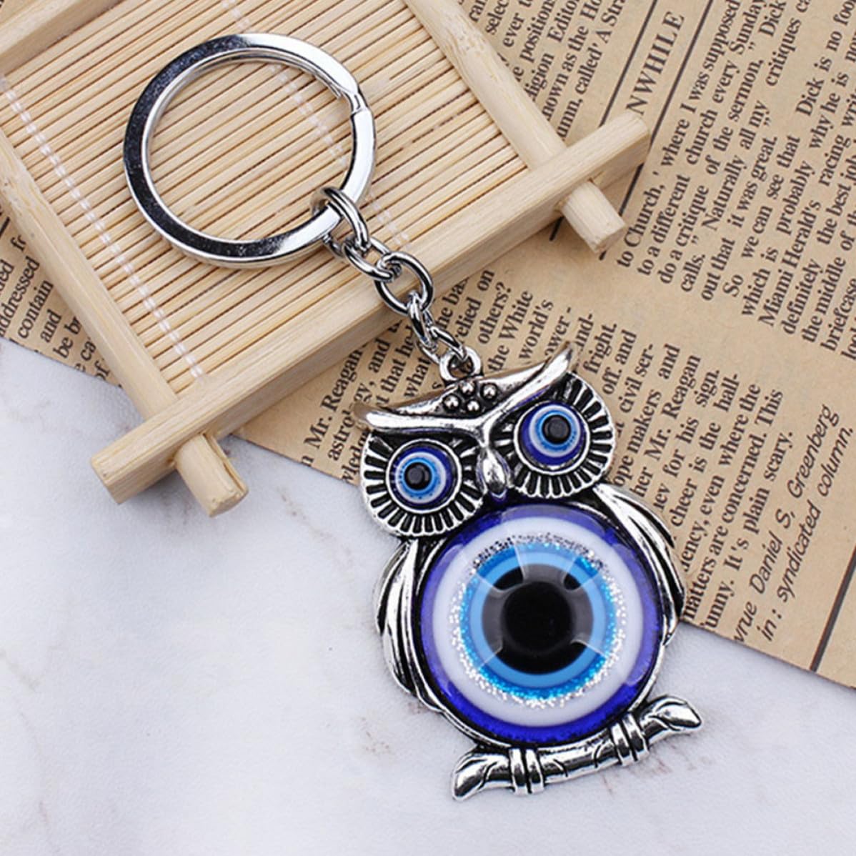 TOPBATHY 15 Pezzi Portachiavi Gufo Blu in Lega di Zinco per Chiavi e Borsa | Decorazione Gufo Piccola, Leggera e Robusta, Pendente Portatile per Donne, Stile Elegante