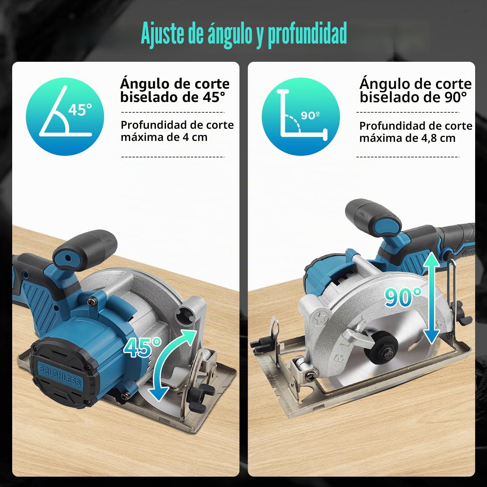Mini sierra circular Makita 18 V compatible sin escobillas con 2 cuchillas (140 mm), motor de cobre puede 6200 rpm para trabajar la madera, metal (sin batería)