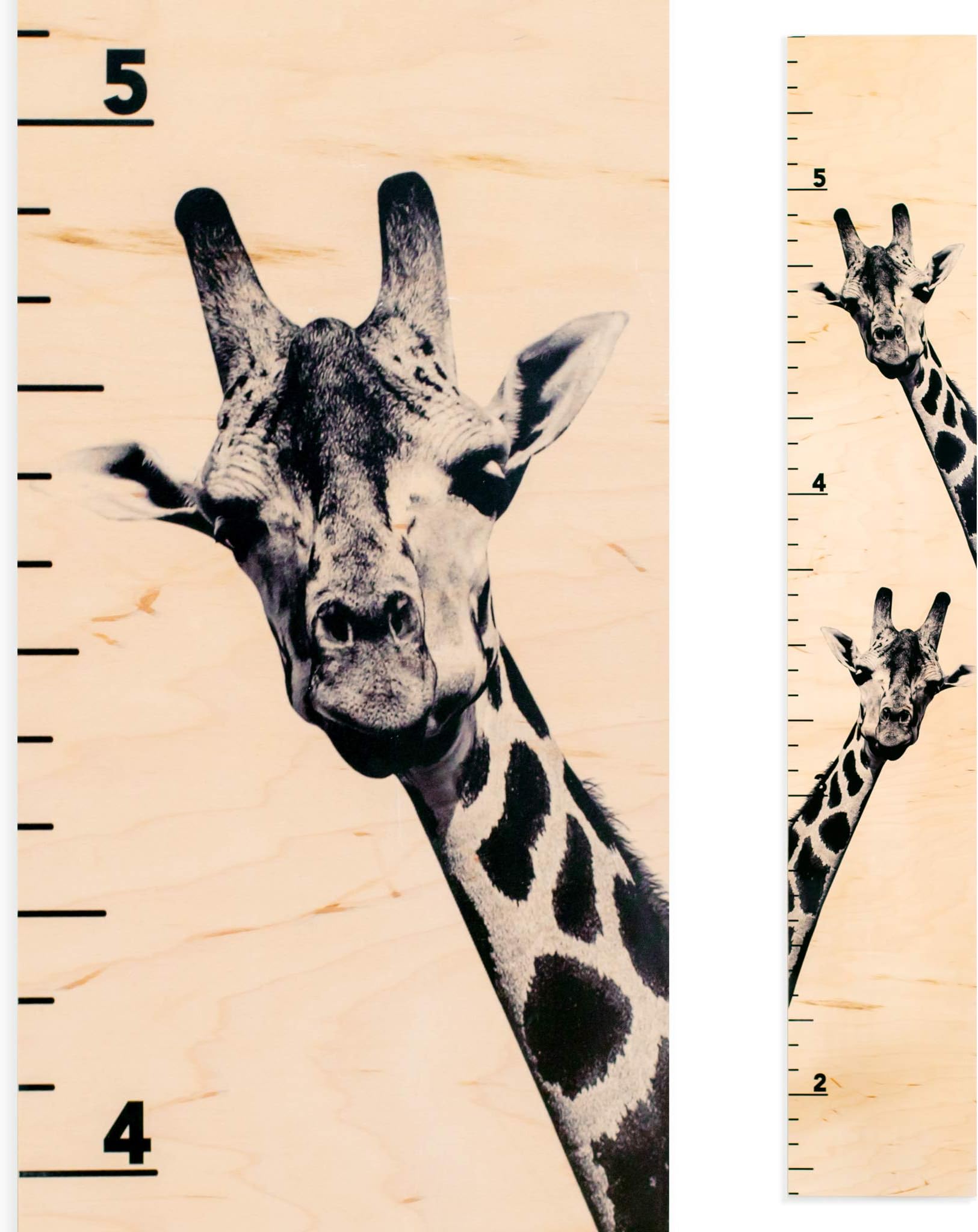 Growth Chart Art | Giraffe Growth Chart | Wooden Height Chart for Kids, Boys & Girls (Two Giraffes)