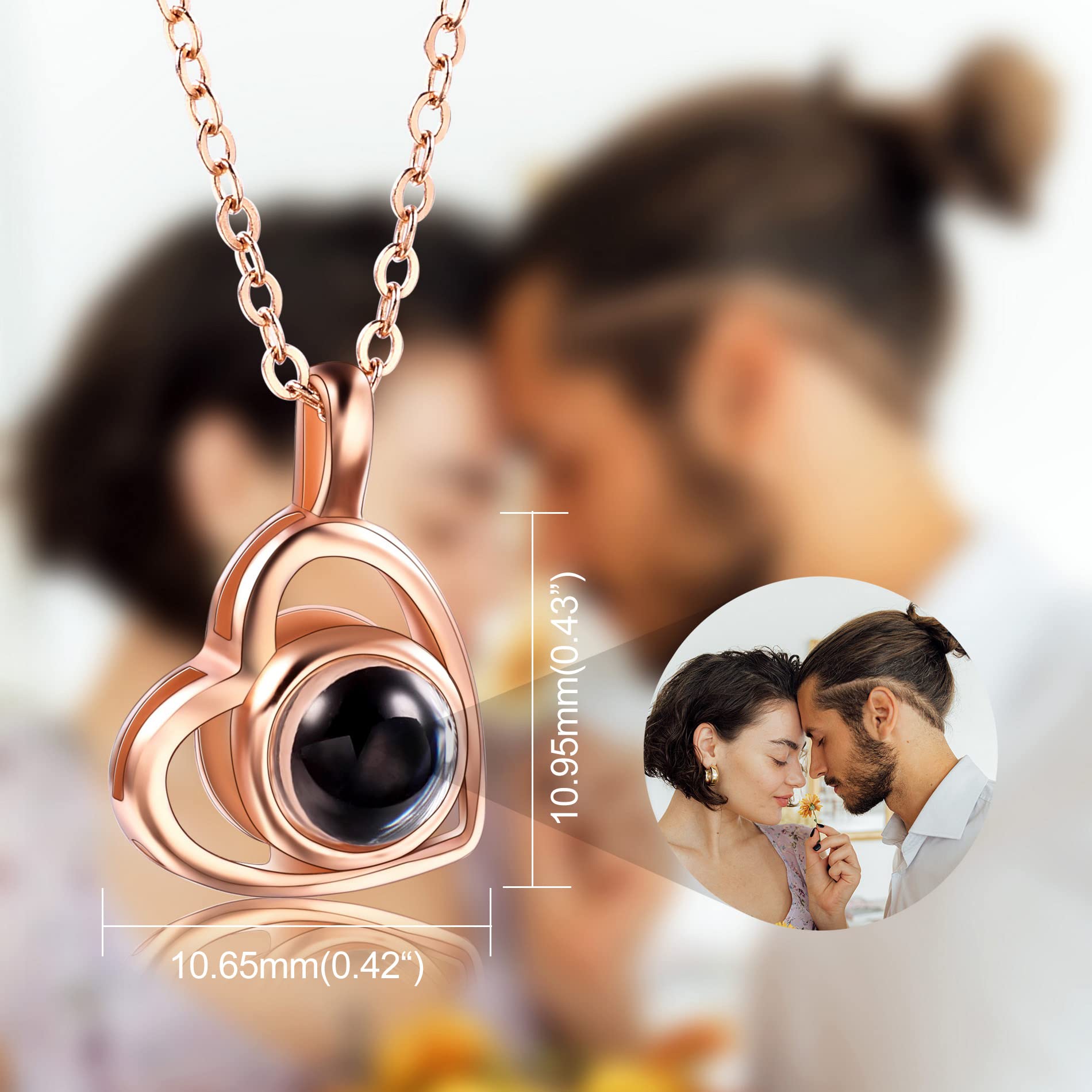 Ciondolo con Immagine di Proiezione Personalizzata Collana in Argento Sterling 925 Ciondolo a Forma di Cuore Compleanno Anniversario Gioielli Regali per Lei/Donna/Mamma/Fidanzata
