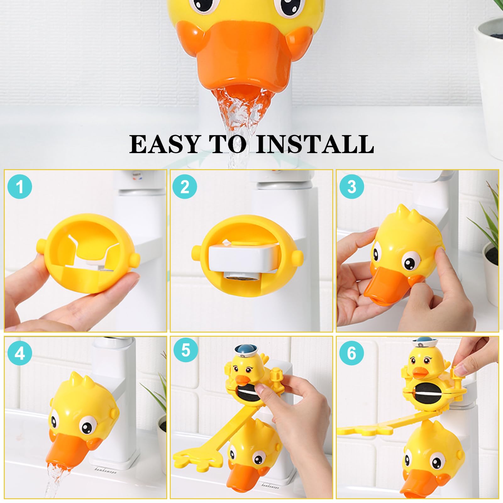 Extension Robinet pour Enfant 1 Pièces Robinet de rallonge Robinet de rallongeRallonge de Robinet Design en Forme de Canard réglable Plus Pratique pour les Tout-petits pour se Laver les Mains