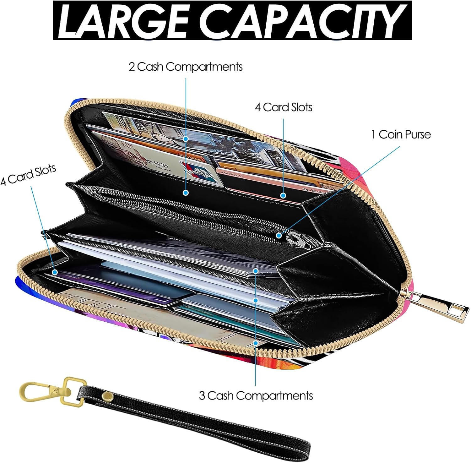 Giraffe Womens Wallet, Giraffe Wristlet Wallet For Women, Cute Animal Credit Card Holder Purse, Birthday Christmas Graduation Gifts For Women Mom Friends, Travel Office Daily Pocket Purse - Image 4