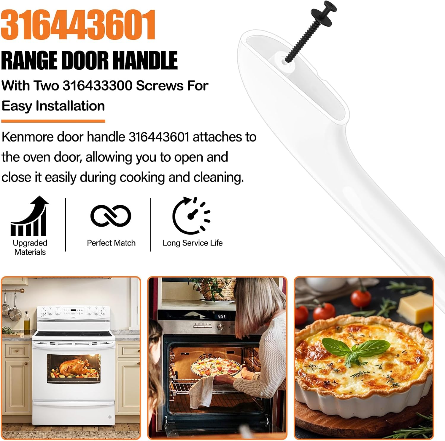 Upgraded 316443601 Oven Door Handle for Frigidaire Oven Handle Replacement