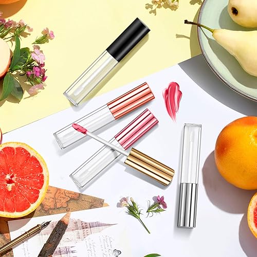 Miniatura 6 de KPX 30 recipientes de tubo de brillo de labios, varita a granel, tubos de aceite de labios rosa transparente vacíos, botellas de bálsamo labial