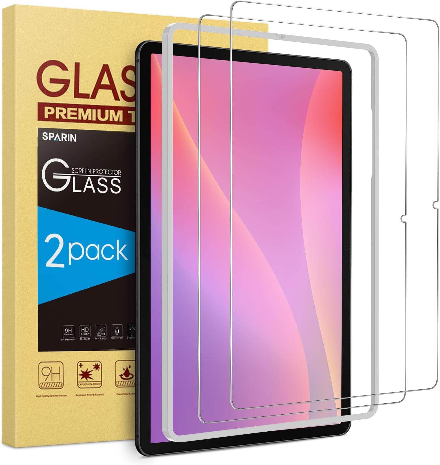 - 2 Pack Screen Protector for Samsung Galaxy Tab S10 Lite/S10 FE/S9 FE 5G 10.9 inch & Galaxy Tab S9 11 inch, with Easy Installation Frame, 9H Tempered Glass Case Friendly/S Pen Compatible