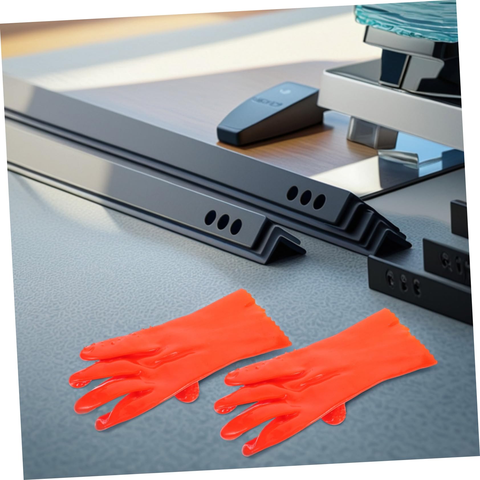 Tofficu Guantes Impermeables de Pvc 6 Pares, Naranja, Resistentes al Aceite