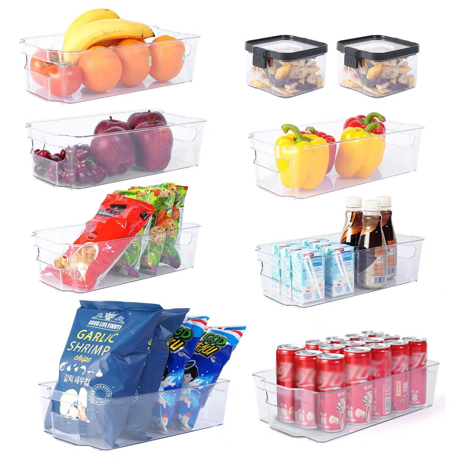 Buy Refrigerator Organizer Bins, Set Of 9 Fridge Organizers for Freezer, 5 Middle &2 XLarge & 2
