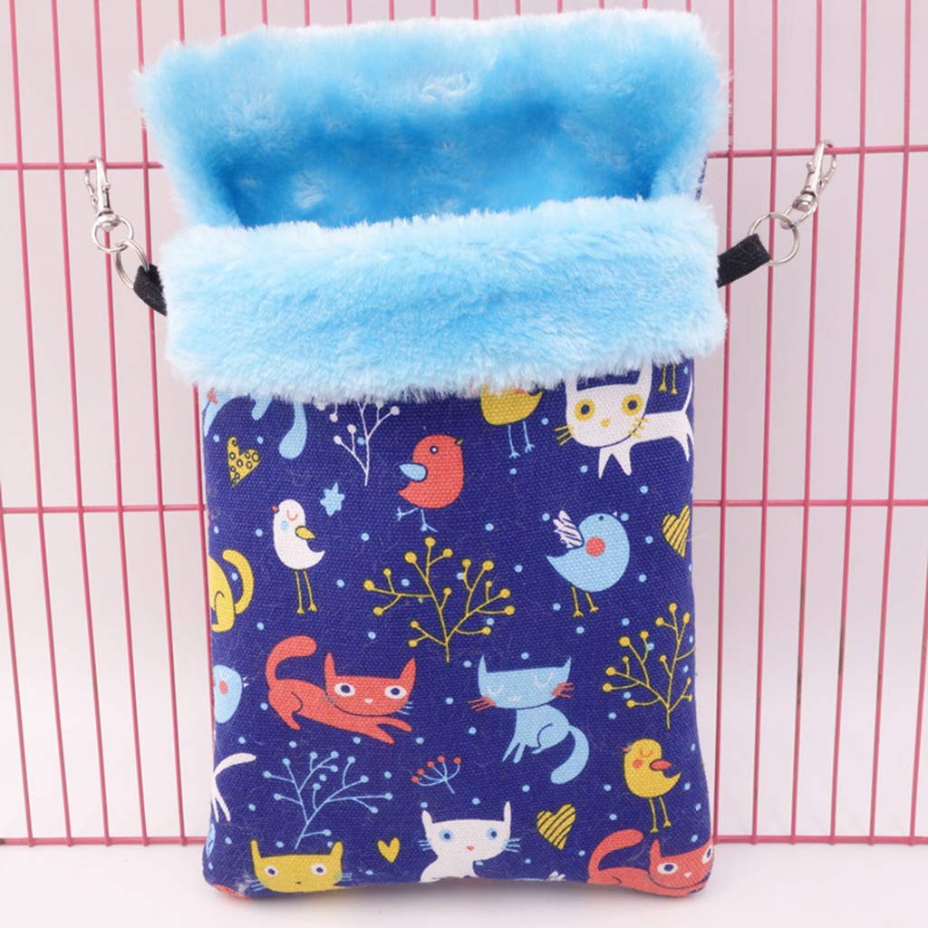 perfk Winter Hängematte Hängender Schlafsack Kuschelsack für Hamster Meerschweinchen Ratte Chinchilla Frettchen, Katze Blau