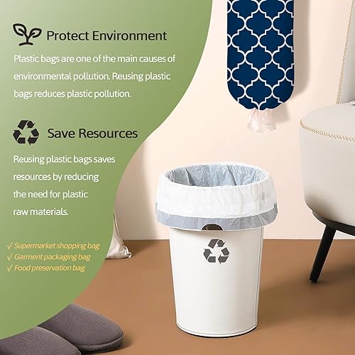 Miniatura 5 de Plastic Bag Holder, 2-Pack Grocery Bag Organizer Holder, Reusable Wall Mounted Shopping BagTrash Bag Storage Dispenser for Home Kitchen Car (Blue