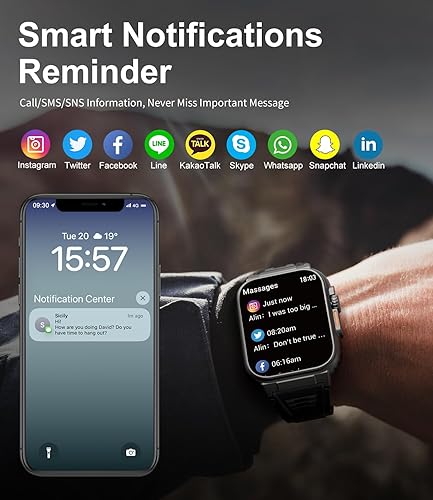 Miniatura 4 de LIGE Relojes inteligentes para hombres con llamada Bluetooth, batería de 600 mAh de larga duración, 1.96 pulgadas HD resistente reloj inteligente