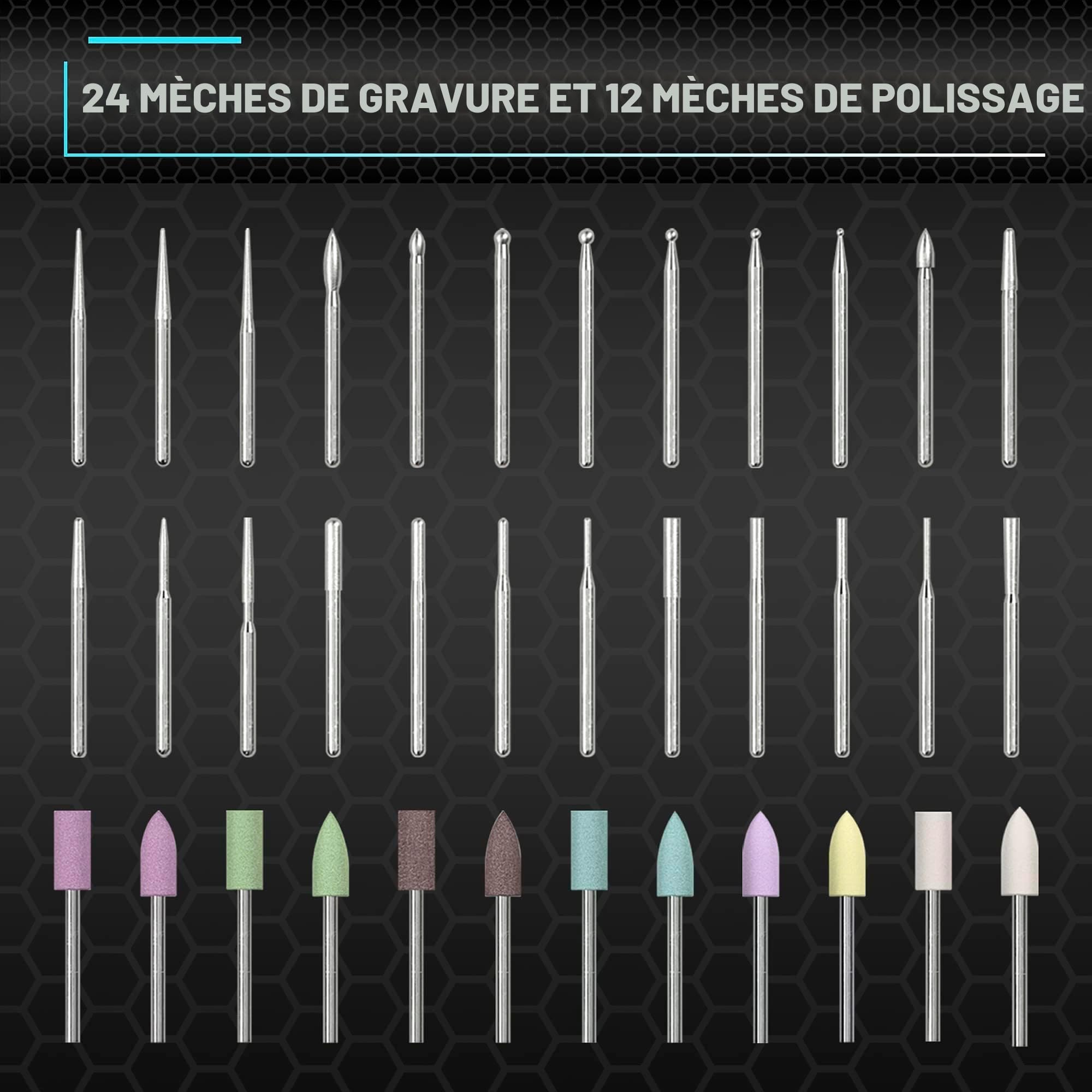 ARROWMAX Stylo de gravure électrique, stylo de polissage avec 36 mors, boîtier en aluminium, Bluetooth, APP, charge magnétique sans fil, machine à graver sans fil pour bijoux (SGS MINI)
