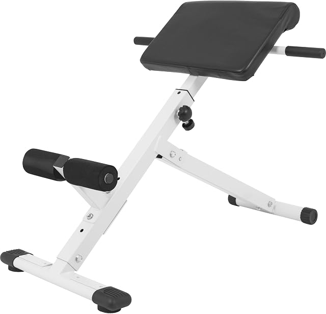 GORILLA SPORTS® Roman Chair - 5 Adjustment Levels, Foldable, Max Load 120 kg, Non-Slip Foot Caps, Back Padding, Colours: Black and White - Hyperextension Bench, Back Extension Machine