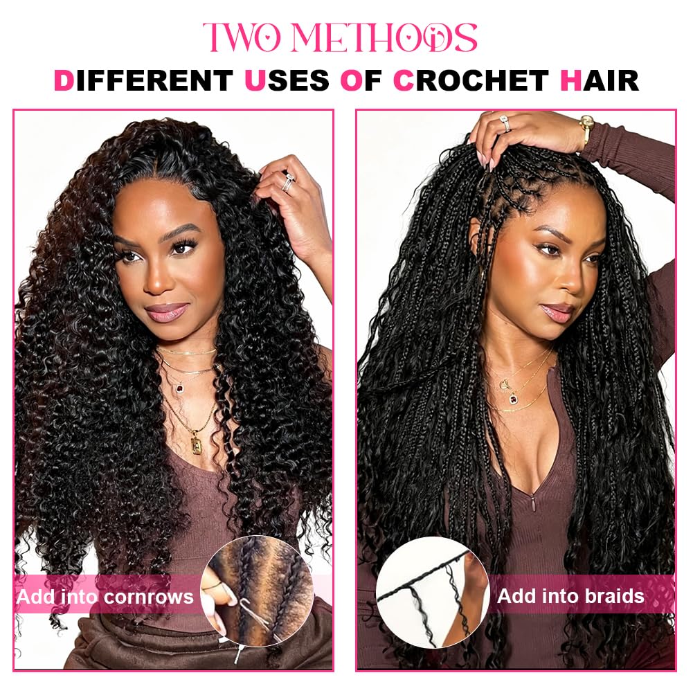 Feather Crochet Human Hair 20 Inch Deep Wave 50g Pre-Separated 50 Strands