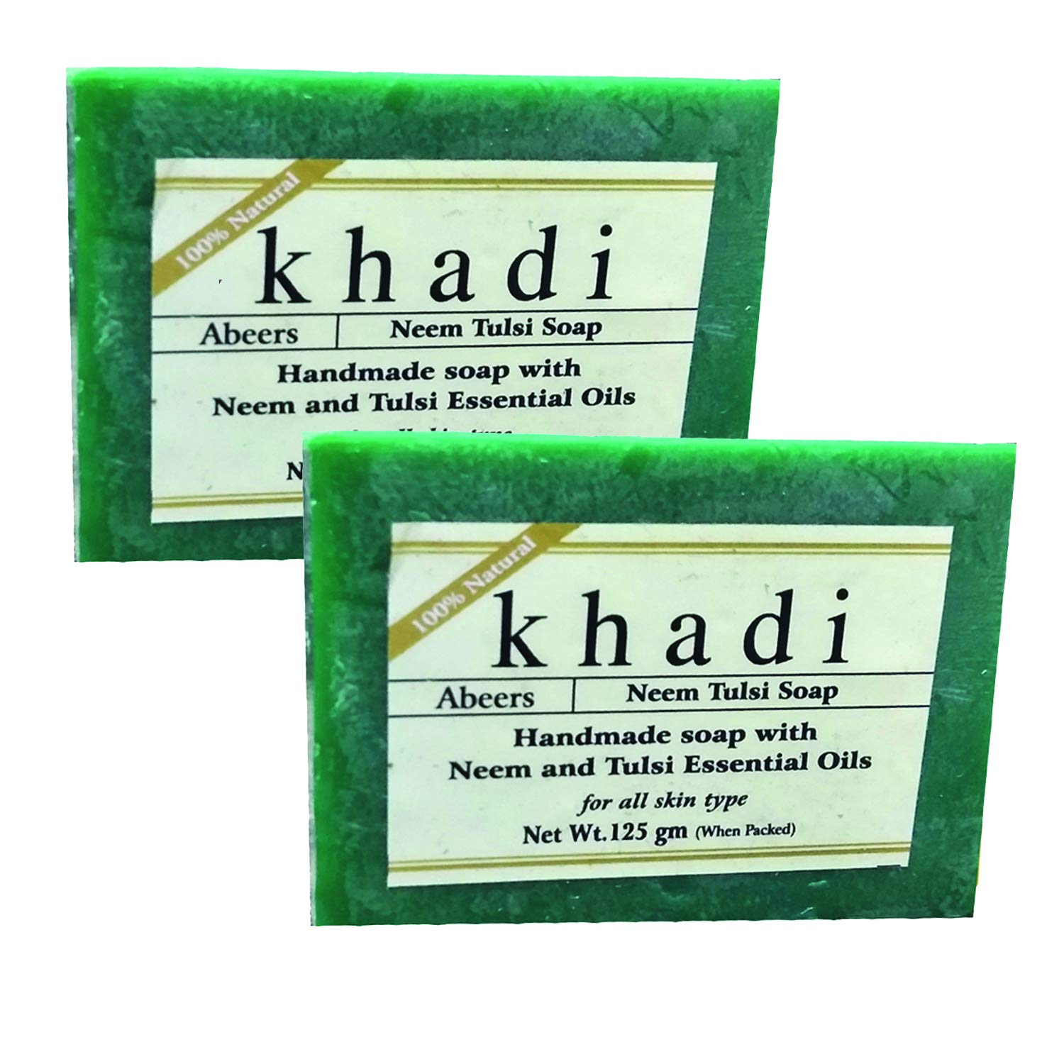 Khadi Abeers Pure Essence Neem Tulsi Soap With Essential Oils Soap, 125 G (Pack Of 2), 125 g (Pack of 2)