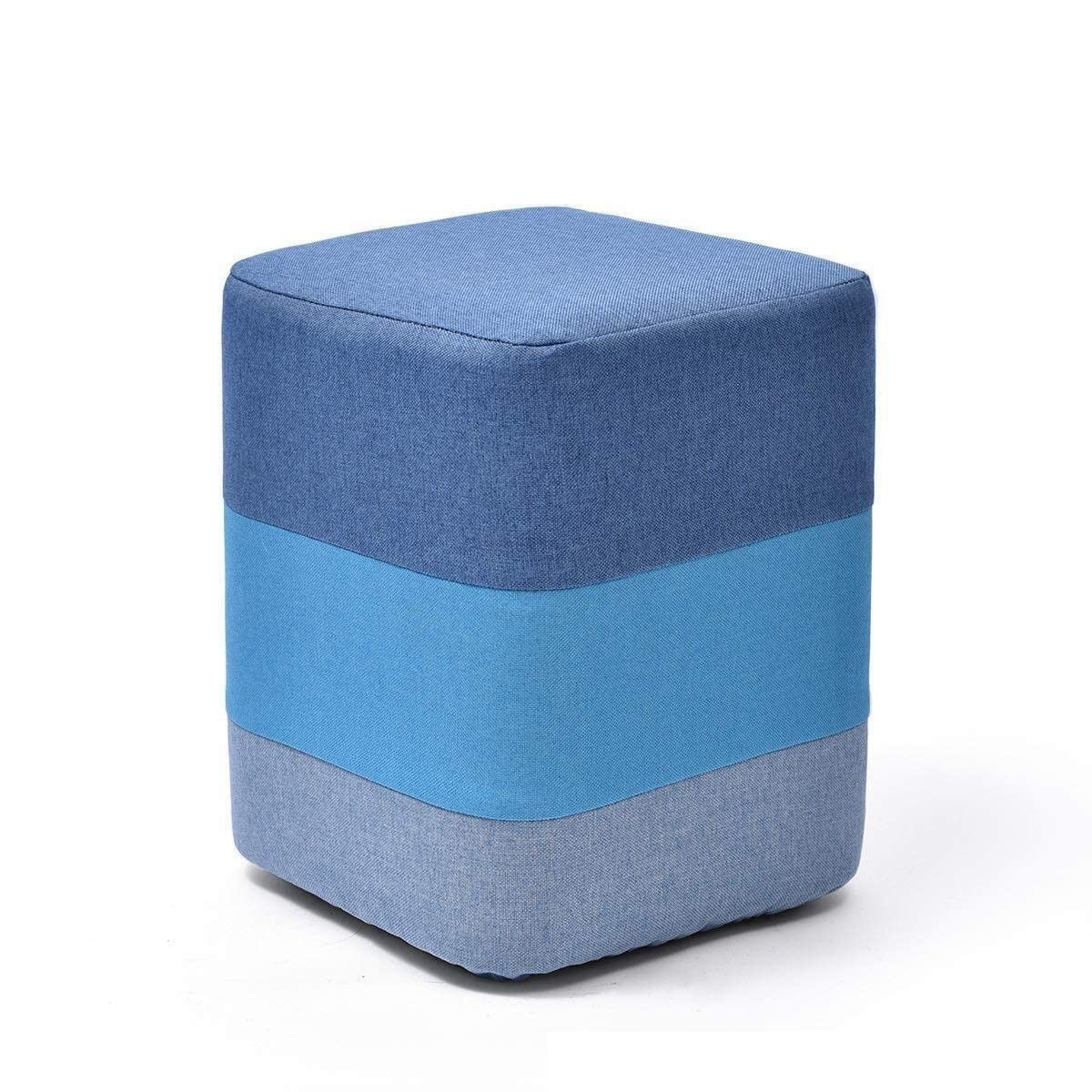 Tabouret banc en bois pour chaussure et repose-pieds de salon en tissu bleu