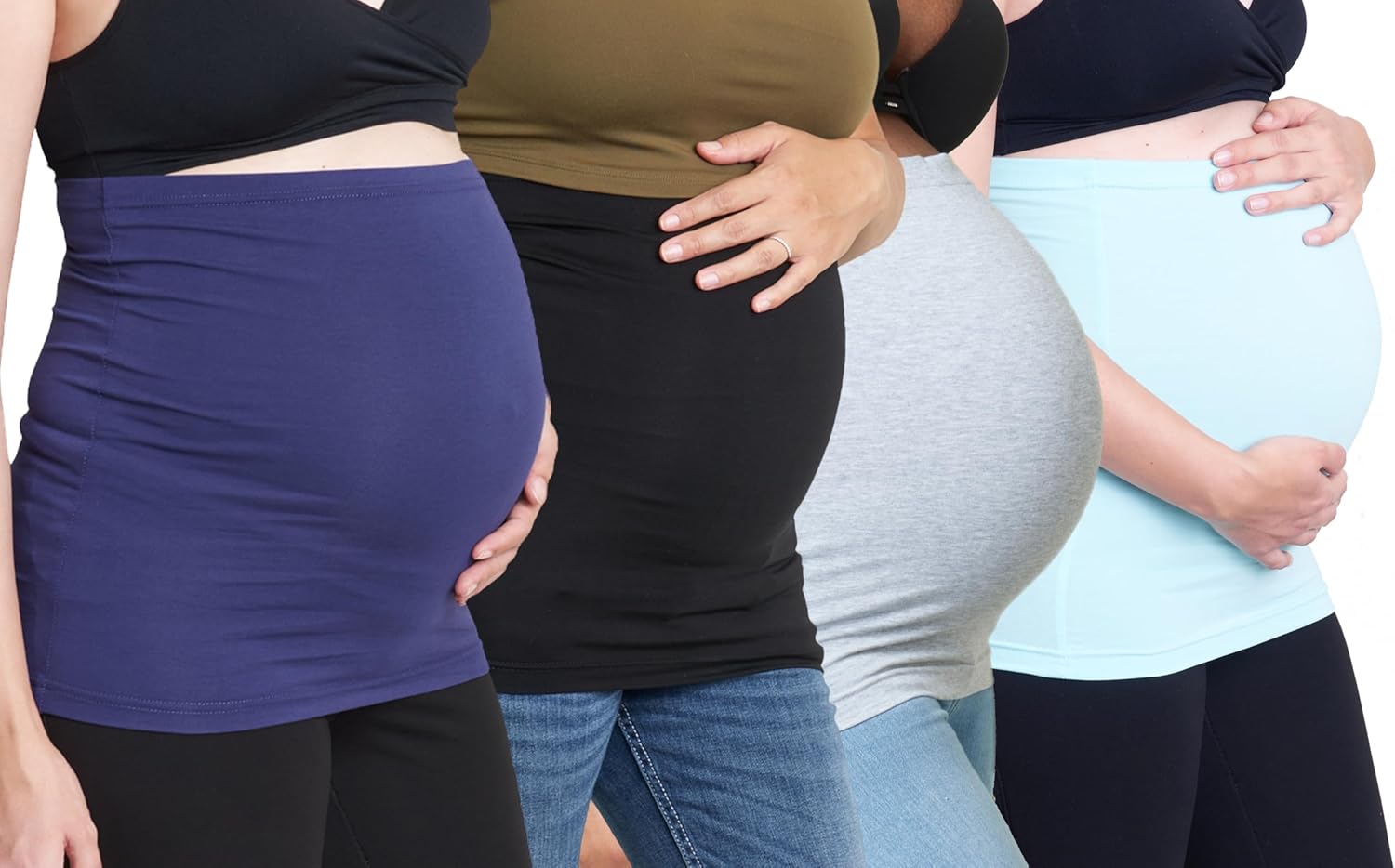 4X 3/pk Black, Gray & Navy Belly Band & Single Blue Bundle