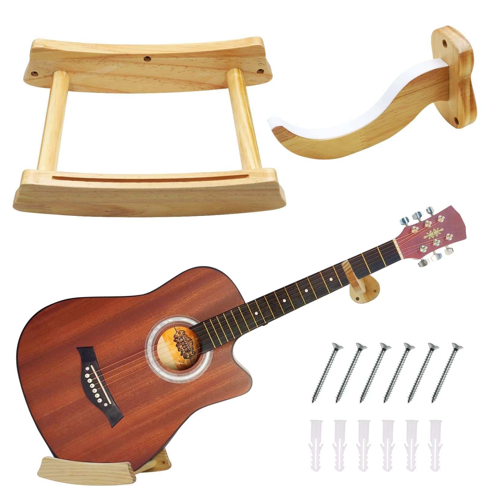 TTCR-II Yumzeco Soporte de Pared para Guitarra, Gancho para Colgar Guitarra Acústica Clásica, Percha de Pared Acolchados, Colgador pared Horizontal la Banjo, Mandolina