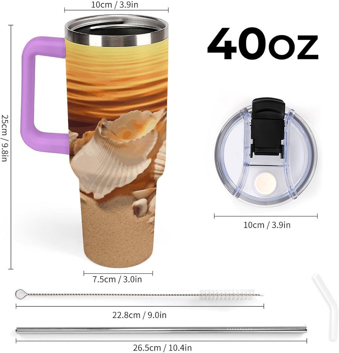 40 Oz Insulated Mug with Handle, Stainless Steel Shells And Sand Printed Travel Mug Portable Leak-proof Large Car Mug for Home, Office Or Car