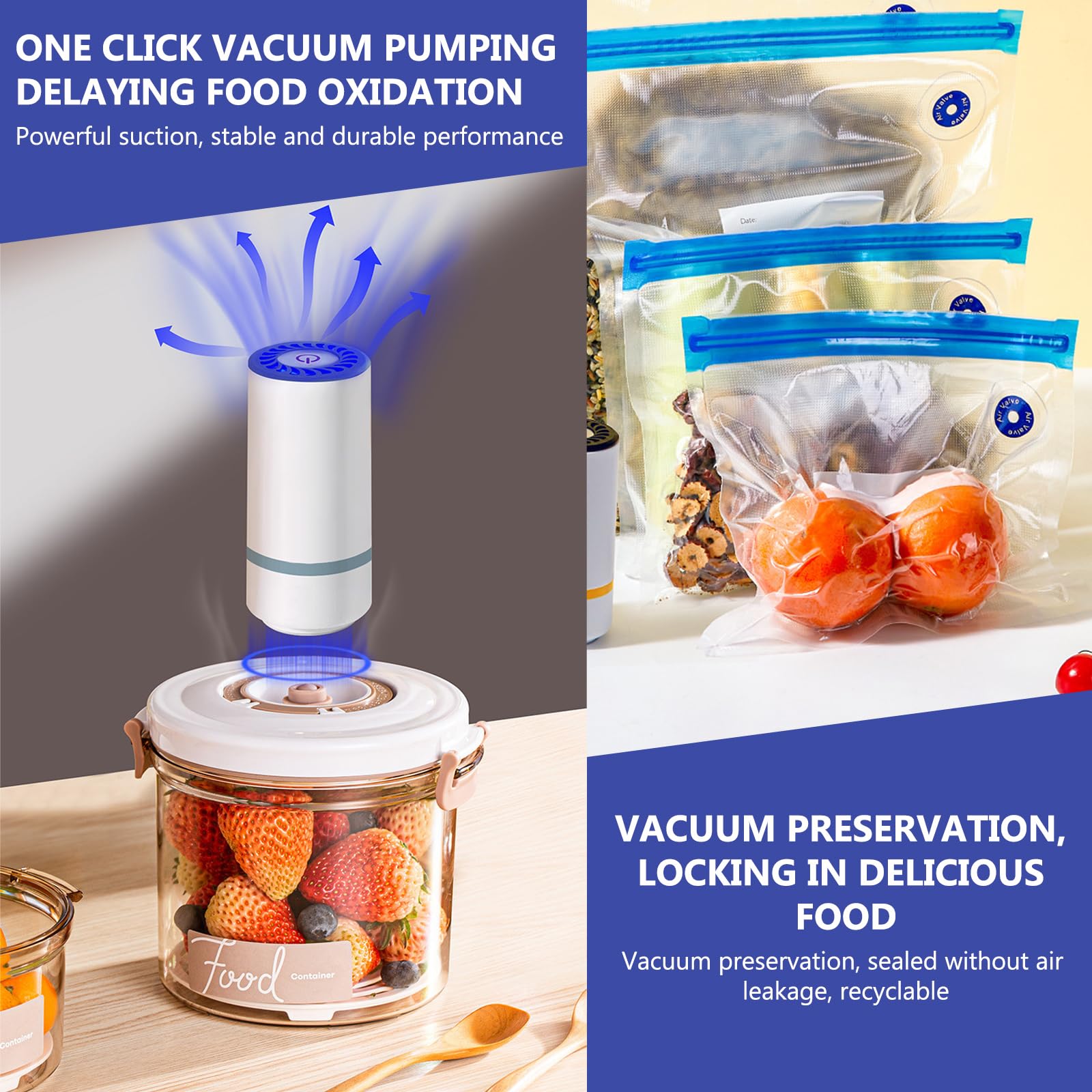 Mini sigillatrice sottovuoto manuale, Mini macchina sottovuoto con 15 sacchetti sottovuoto, sigillatrice sottovuoto per alimenti, Mini sigillatrice sottovuoto, sigillatrice sottovuoto USB ricaricabile