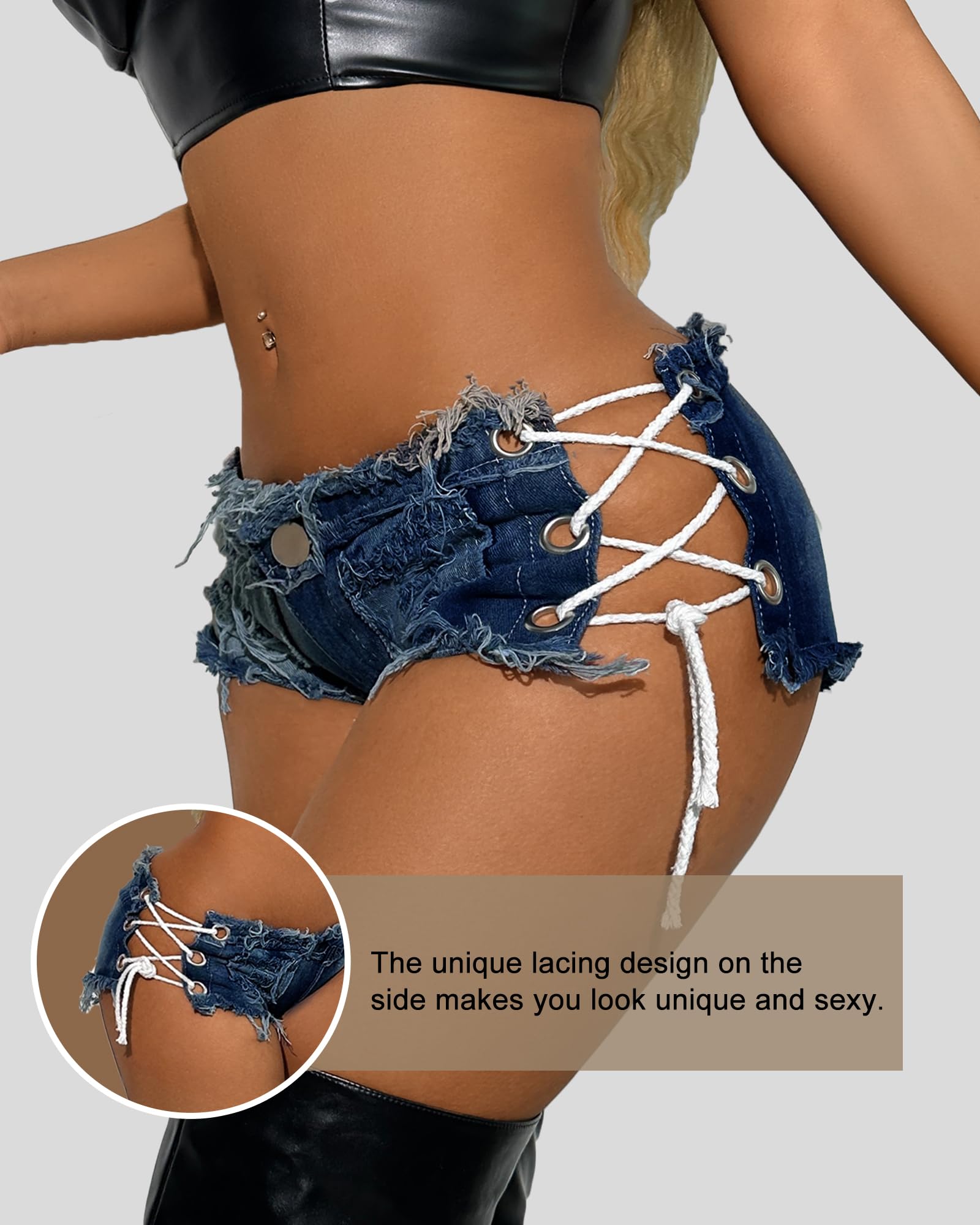 Mini Jean Shorts Cut Off Sexy Jean Shorts Micro Shorts Sexy Short Shorts for Women Lingerie Denim Shorts Hot Pants: Small Dark Blue