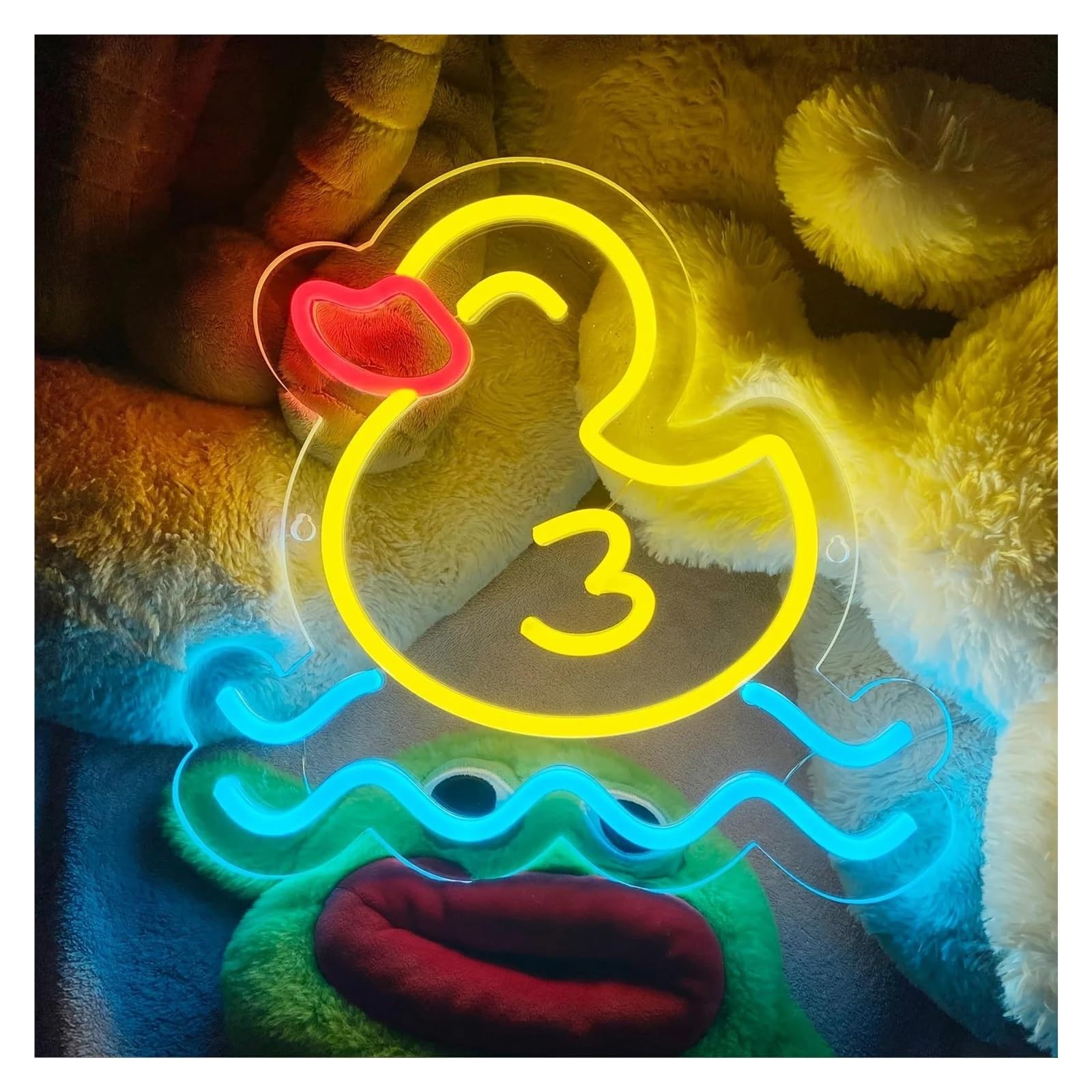 SHOUXI Sign Lamp Duck Neon Sign, Lights Wall Decoration, Bedroom, Living Room, Party, Birthday Decoration 28.6x30cm