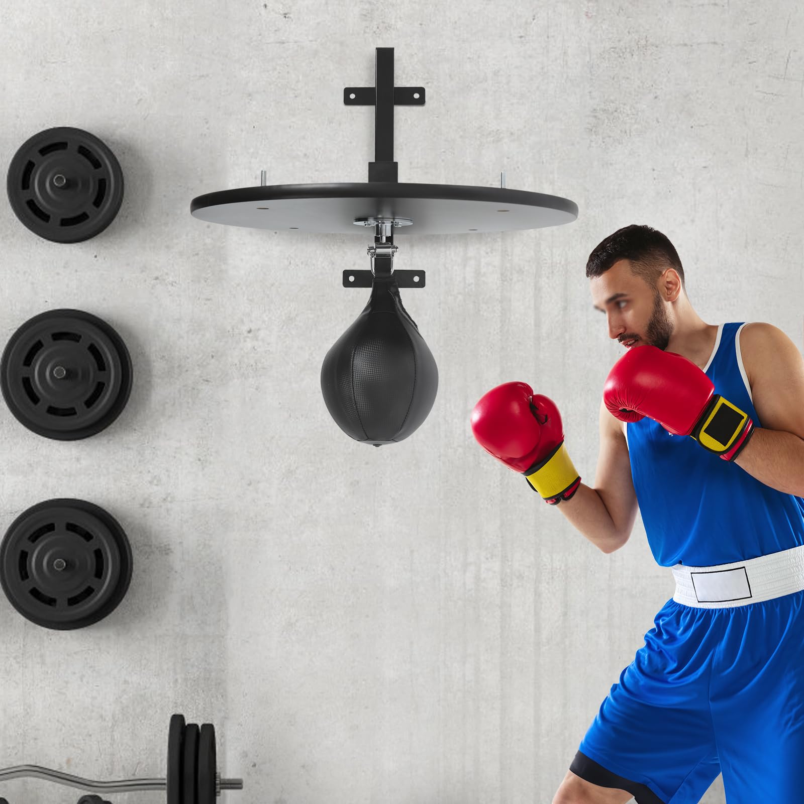 Speed Bag Plattform Für Boxtraining Mit Stahl Holz Und PU 30 cm Höhenverstellbar Leise Wandmontage Home Gym Fitnessstudio Boxsack Speedball Punchingball Reflexball Erwachsene