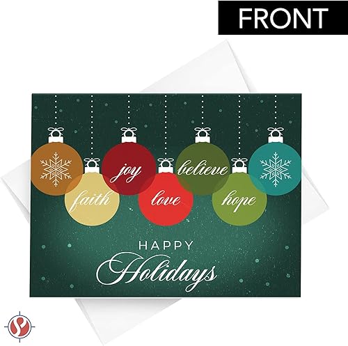 Miniatura 2 de Felices Fiestas 2024 amor, fe, esperanza, alegría, cree elegante rojo y verde para Navidad, saludos de Año Nuevo y vacaciones, invitaciones y