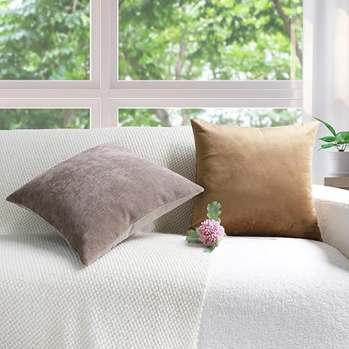 Miniatura 3 de Juego de 4 fundas de almohada decorativas de terciopelo y felpilla con diseño de doble cara para sala de estar, sofá y dormitorio, decoración