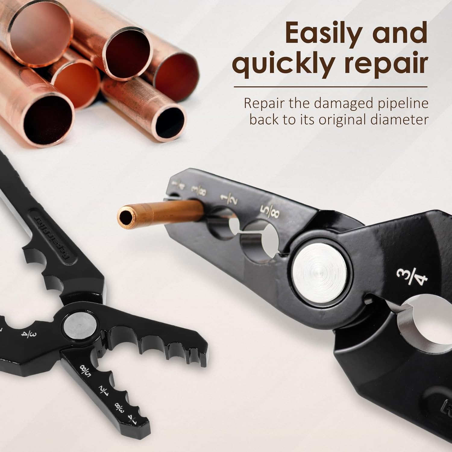 2Pcs Manual Copper Tube Rounder, Metal Pipe Rounding Plier, Manual Tube Rounding Plier with 6 Hole Design Multifunctional Flat Tube Repair Pliers, Sturdy, for Diameter 1/4" 3/8" 1/2" 5/8" 3/4" 7/8"