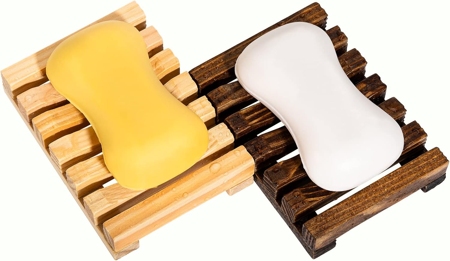 Rainspire Soap Dish Holder, Natural Wooden Soap Case, Hand Craft Soap Dish Soap Saver Holder Soap Tray for Bathroom, Soap, Sponges, Scrubber (Charcoal) (Charcoal)