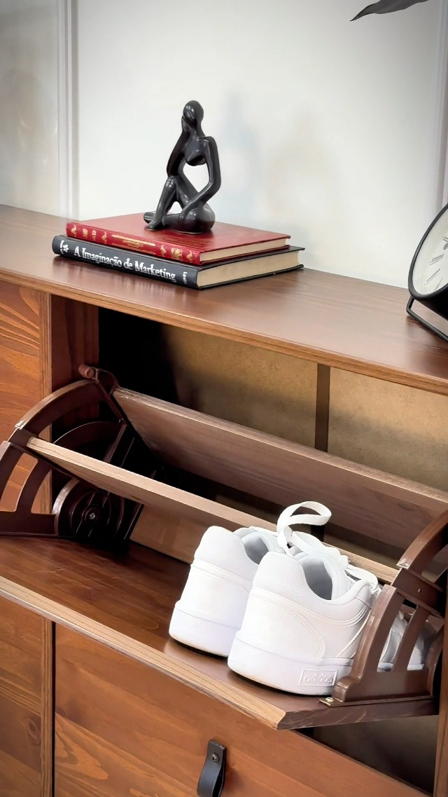 IDIMEX Sapateira Madeira Horizontal Organizadora 4 Portas Mikka