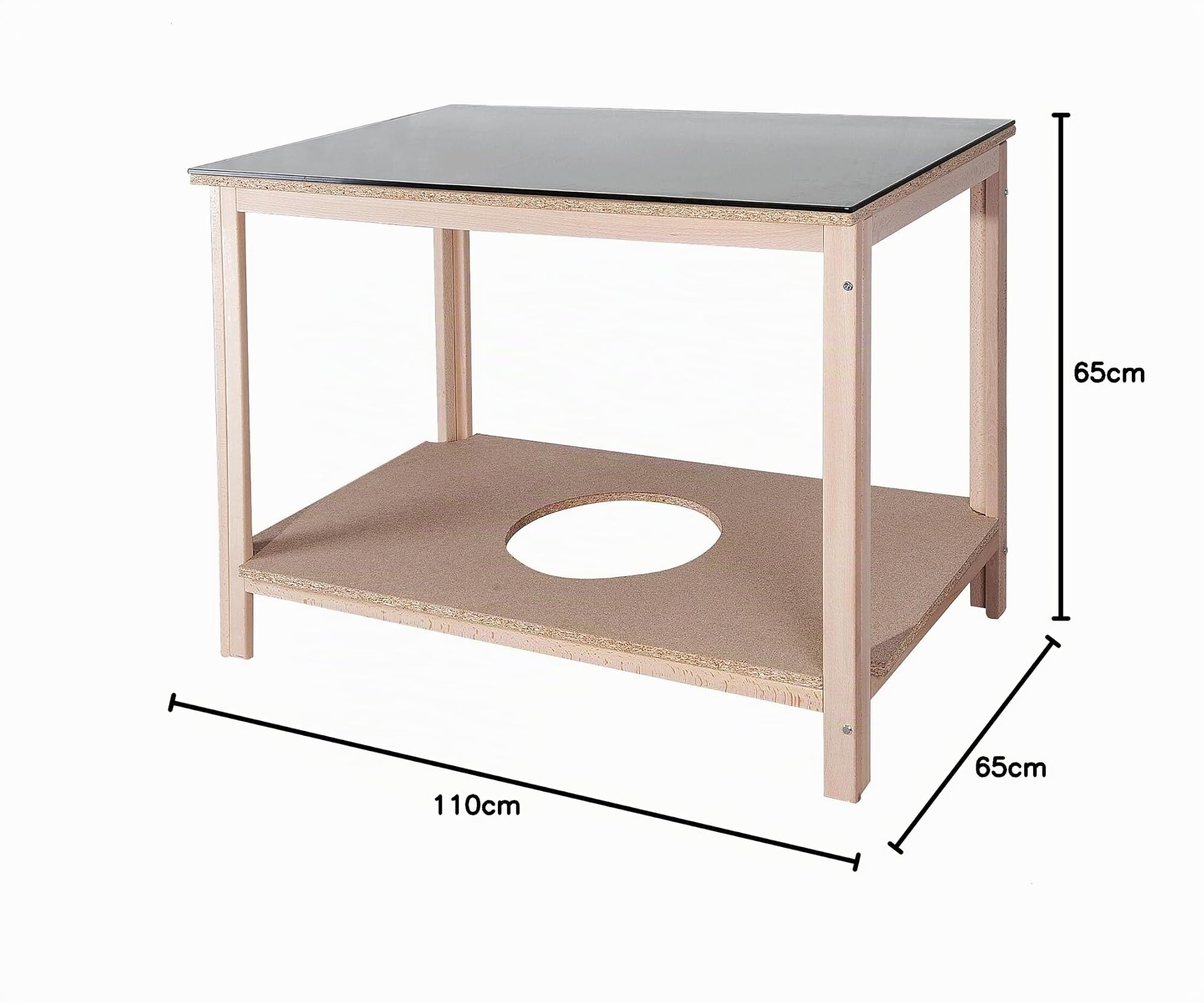 Well Home MOBILIARIO & DECORACIÓN Mesa Camilla Fabricada en Madera de Haya, Acabado SIN Barniz, 110x65x65 cm