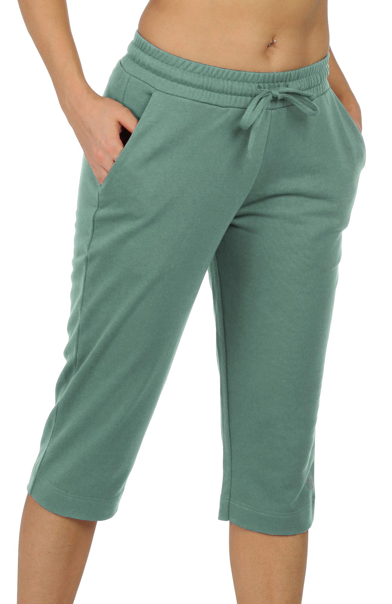icyzone Pantalon de Jogging pour Femmes 3/4 Pantalon de Sport Capri Pantalons pour Fitness Running