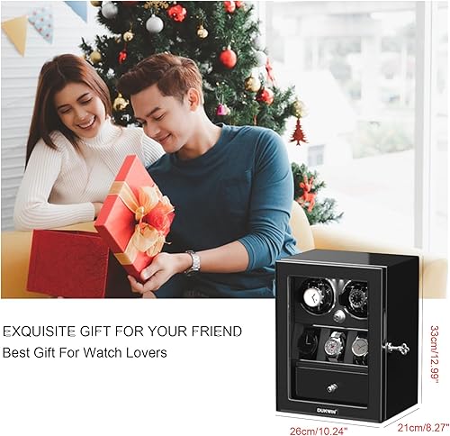 Miniatura 6 de DUKWIN Enrollador de reloj para relojes automáticos 468, enrolladores con cerradura con soportes para relojes y almacenamiento de joyas, motor súper