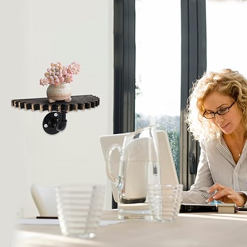 Miniatura 4 de Estante de almacenamiento de tubería de agua retro, estante de pared de estilo industrial para el hogar D Cor 9.4 x 4.7 pulgadas, perfecto para