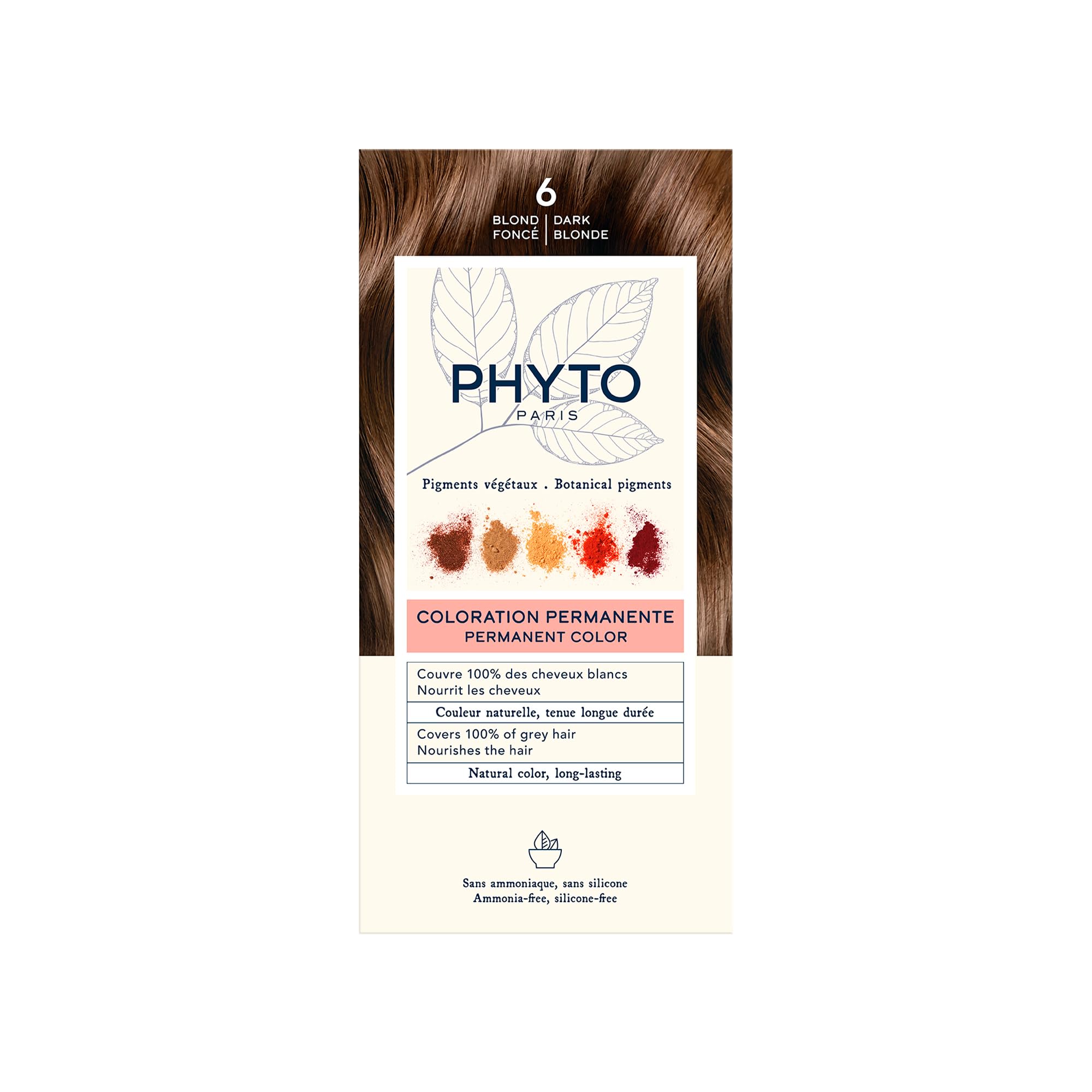 PHYTO Phytocolor Permanent Hair Color with Botanical Pigments, 100% Grey Hair Coverage, Ammonia-free, PPD-free, Resorcin-free, 0.42 oz
