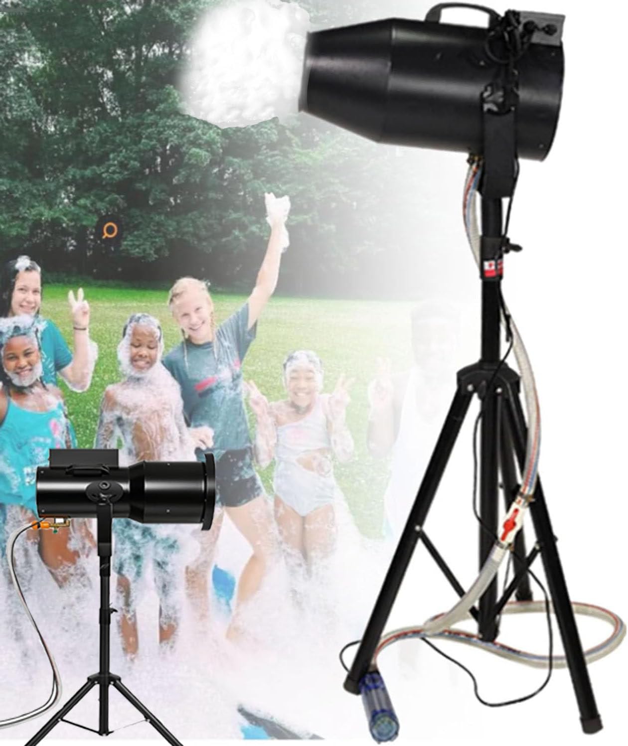 Ljlxanthiper Multicolor Outdoor Parties Foam Machine,Stage Large Foam Machine,Party Shaking Head Jet Bubble Machine,Romantic Foam Maker,With A Tripod Stand,For Outdoor Parties Water Park Pool Party