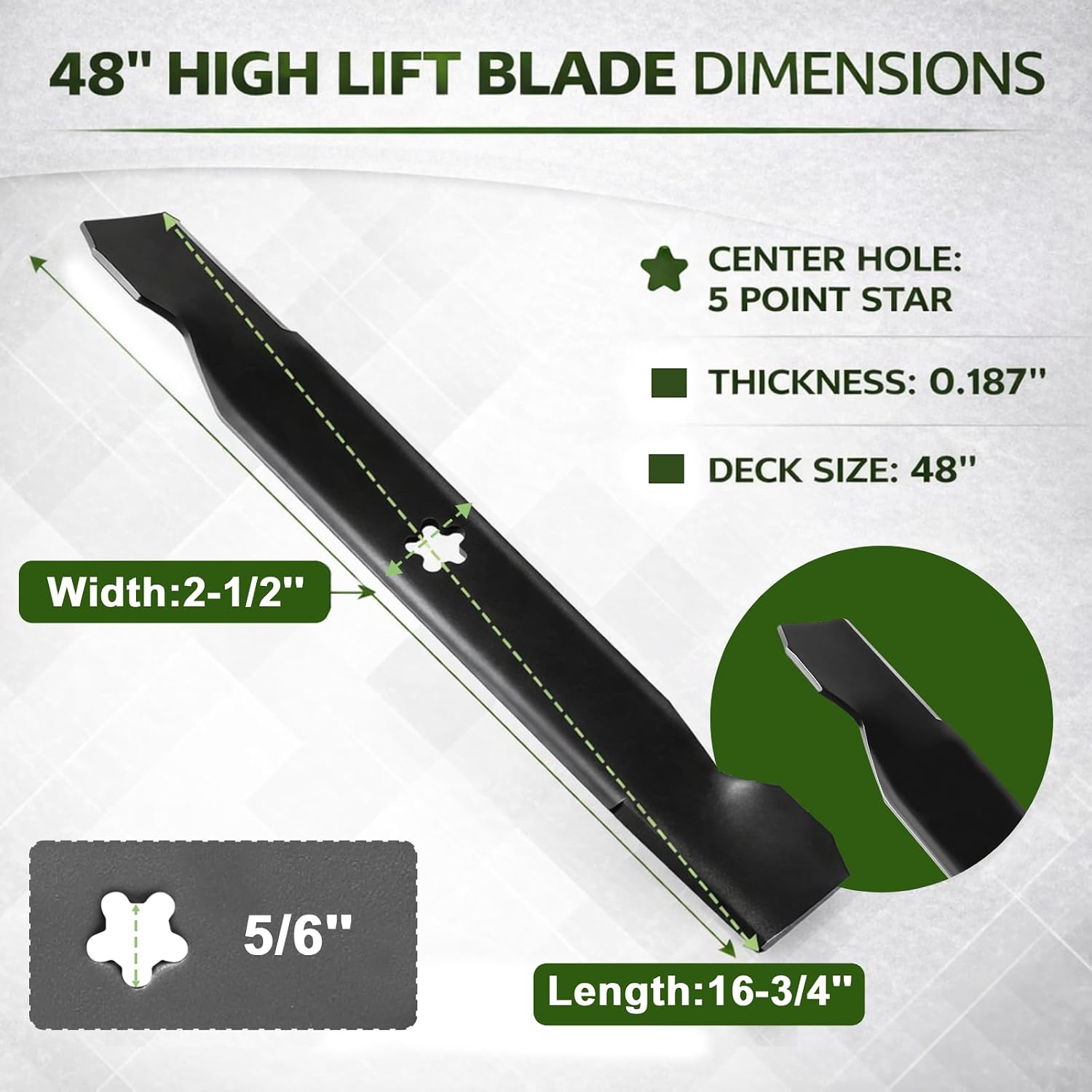 3 Pack 532180054 High Lift Mower Blades for 48 Inch Deck, Compatible with Craftsman Husqvarna Poulan, Replace 180054 173920 575938201 YTH2348 YTH24V48 YTH24K48 YTH2448 YTA24V48, Lawn Tractor Blades
