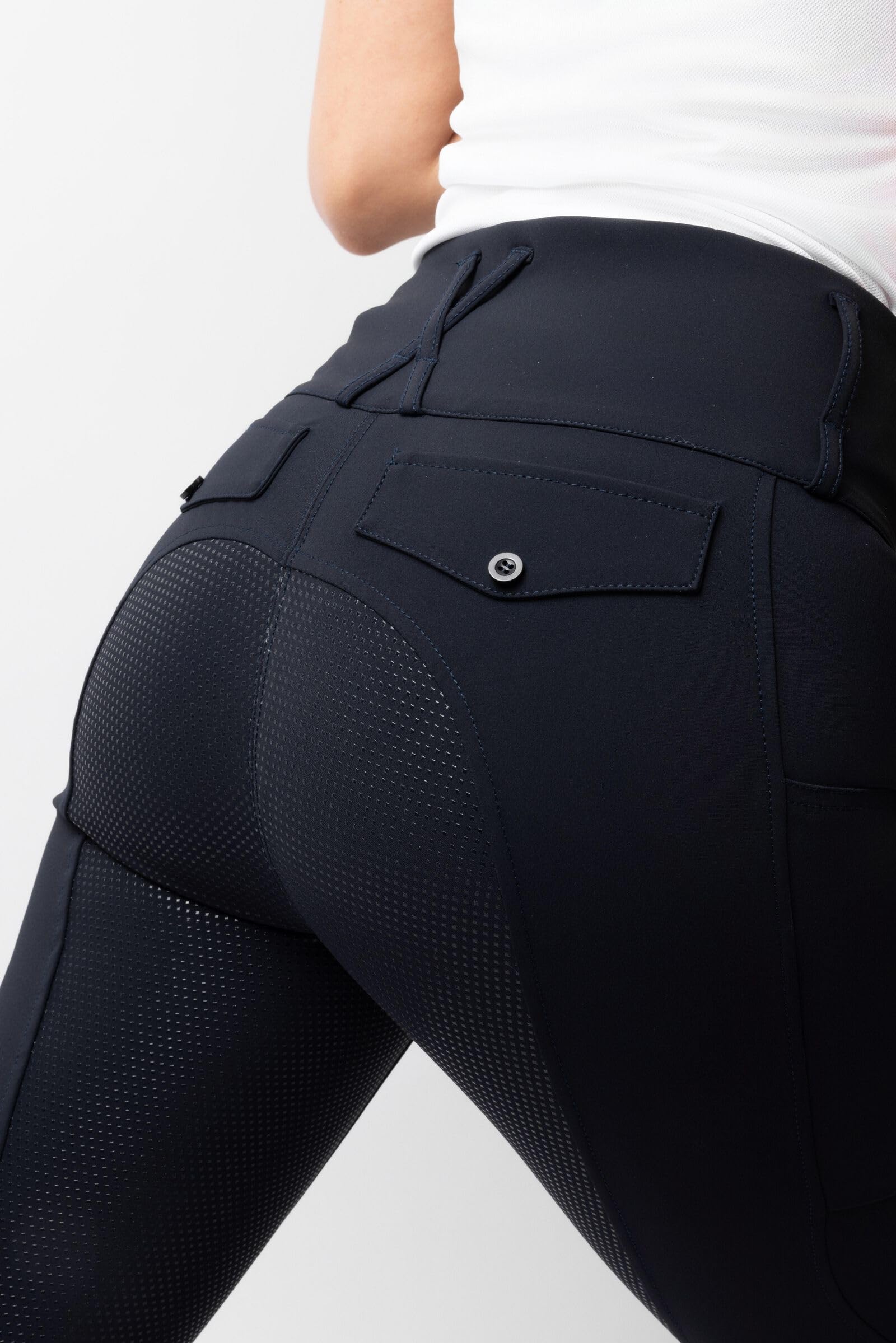 HORZE Damen Vollbesatz-Reithose Leonie – Bequeme Reithose mit Silikon-Grip, Hohem Bund & Perfekter Passform – blau, 38