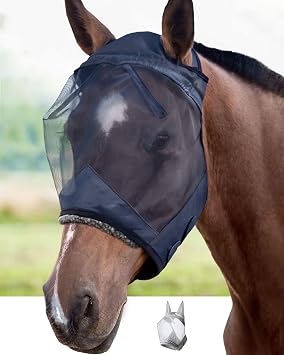 Harrison Howard CareMaster Horse Fly Mask Large Eye Space Standard Black Large Full Size