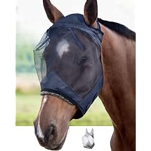 Harrison Howard CareMaster Horse Fly Mask Large Eye Space Standard Black Medium Cob