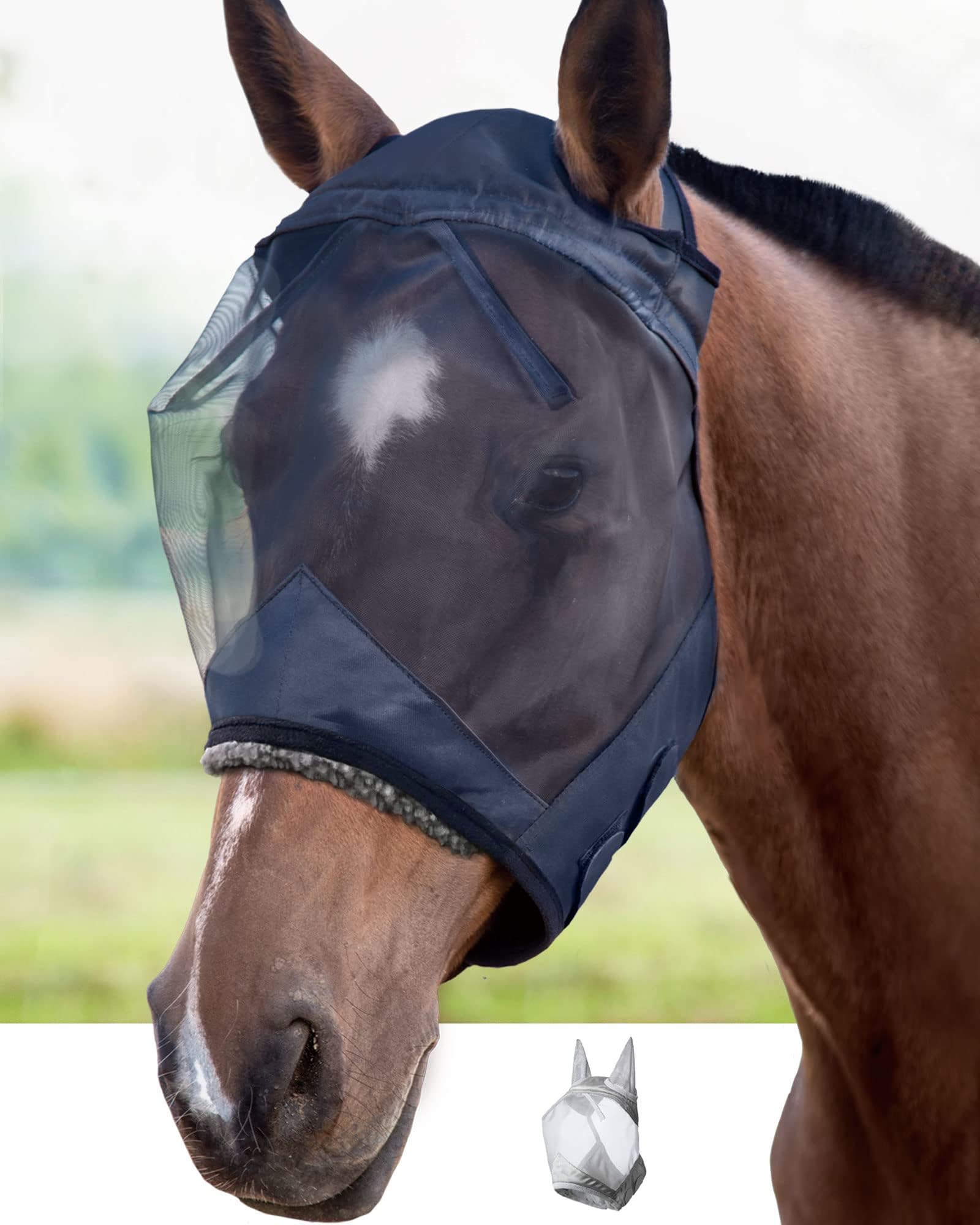 Harrison Howard CareMaster Pro Masque anti-mouches lumineux standard avec oreilles Protection UV pour cheval Bleu marine M Cob Harrison Howard CareMaster Pro Masque anti-mouches lumineux standard avec oreilles Protection UV pour cheval Bleu marine M Cob