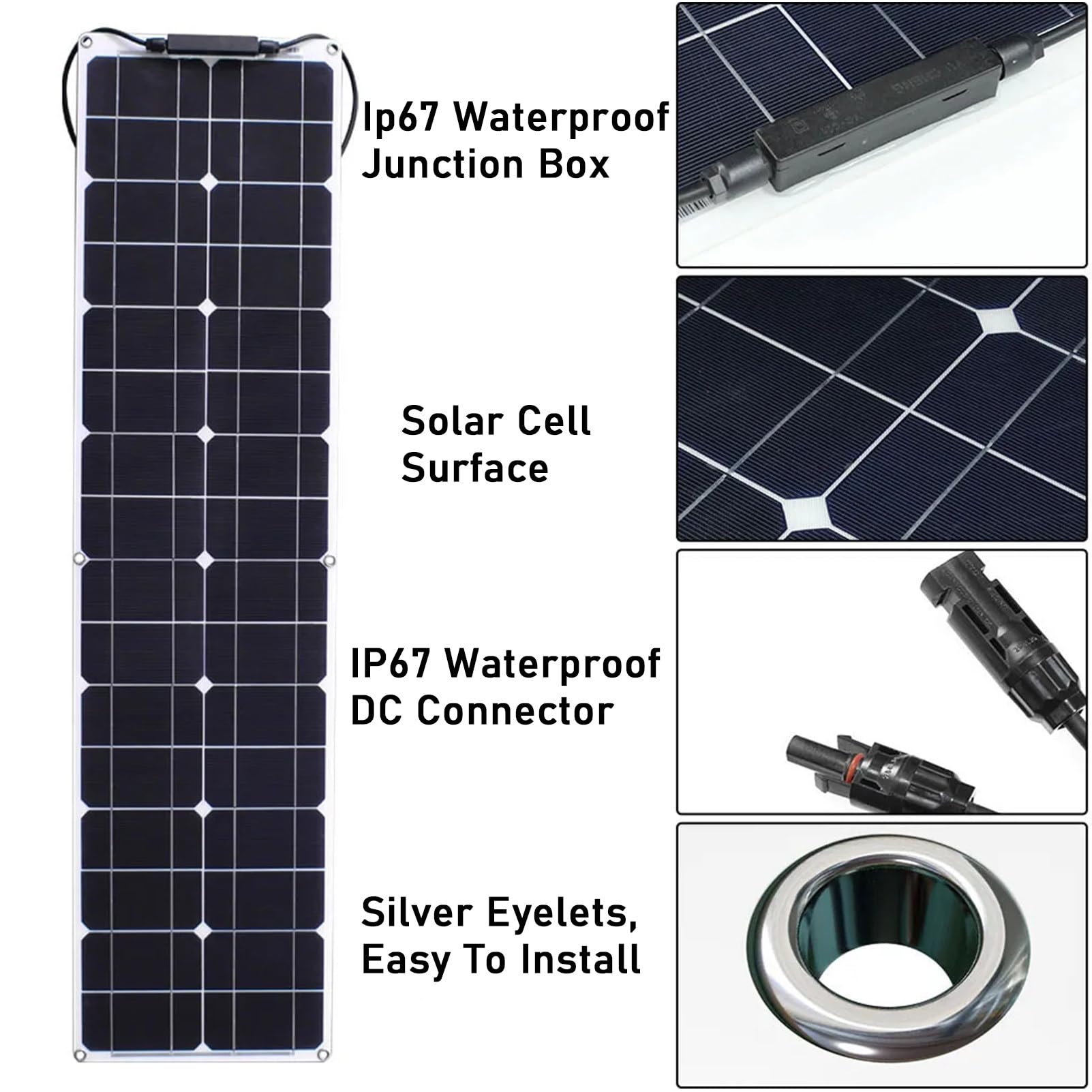 400W zonnepaneel semi-flexibele (4st 100W) mono zonnemodule voor tuinhuisje, camping, stacaravan