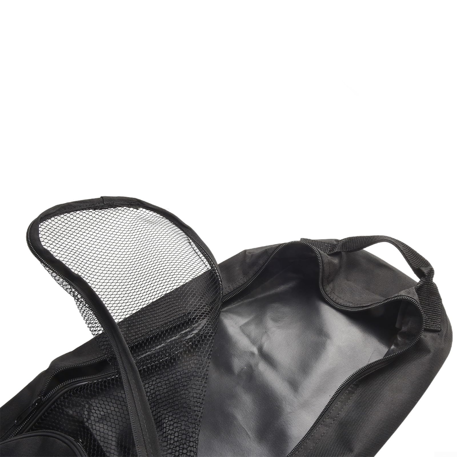 Yhenlovtt Borsa per attrezzatura subacquea in rete di nylon, per pinne, maschera e snorkeling, grande borsa per attrezzatura sportiva subacquea, con tasca con cerniera, nera