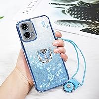 Vista 6 de Funda protectora para Motorola Moto G24, funda protectora de TPU con función atril y correa para Motorola G24 Power (azul)