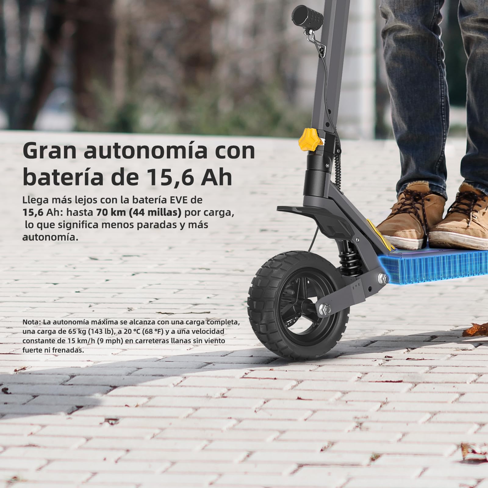 Patinete eléctrico Plegable Ausom L1, batería de 48 V 15,6 Ah, neumáticos de 10 Pulgadas, autonomía de 70 km, Frenos de Disco Delanteros y Traseros, Patinete eléctrico para Adultos