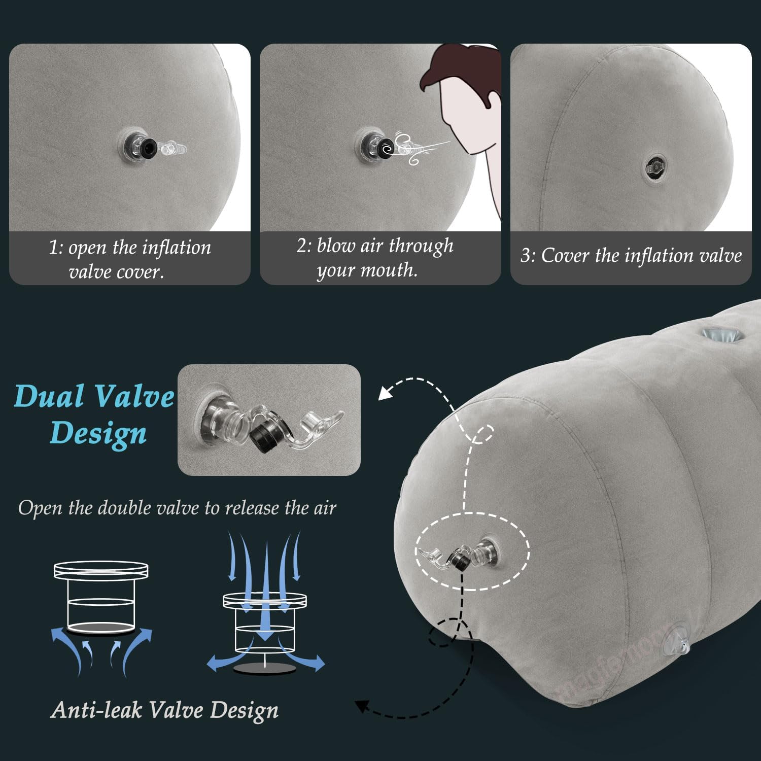Sex Pillow Couples Sex Toys, Heart Shaped Inflatable Cushion Furniture for Bedroom Dildo Mount, Upsize Pillow with Bondage Cuffs, Cross Strap, Nipple Clamps BDSM Kit