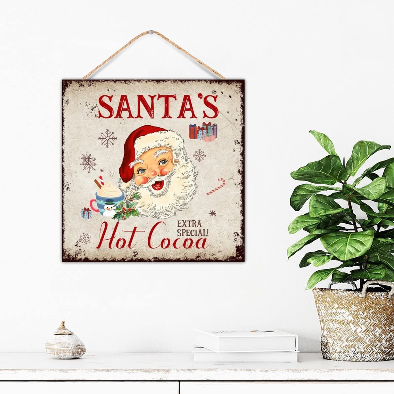 Bar à café de Noël panneau en bois personnalisé décoration murale