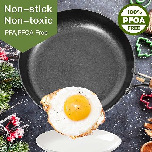 Miniatura 3 de AUDANNE Juego de ollas y sartenes antiadherentes, 9 piezas de utensilios de cocina antiadherentes, sartenes de cocina incluyen sartén con tapa,