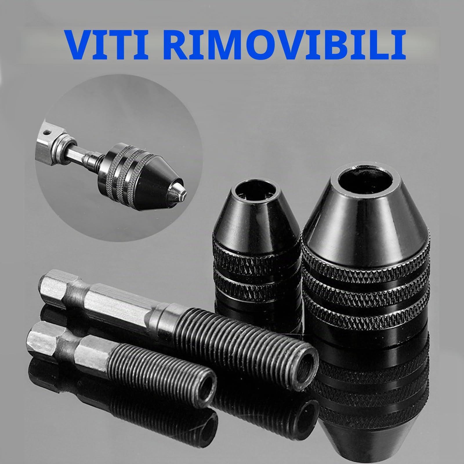 3 adattatori per mandrino senza chiave con gambo esagonale, strumento di conversione per mandrino per trapano, adattatore per mandrino senza chiave per trapano da 0,3-6,5 mm e 0,3-3,6 mm e 0,3-8 mm